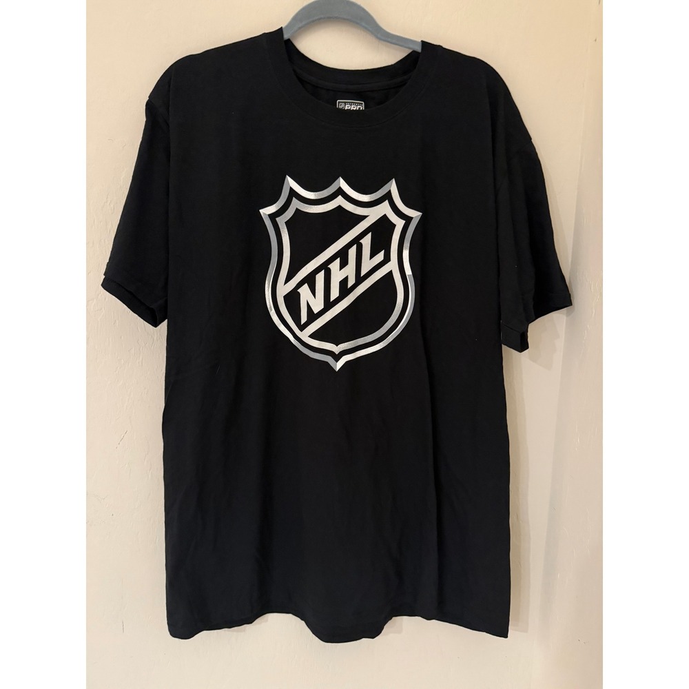 Men's NHL Fanatics Authentic Pro Shield Black Silver Logo Hockey Size XL-NWOT
